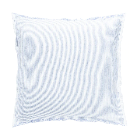 Chambray Blue & White Striped 26x26 So Soft Linen Pillow - Saltwater House