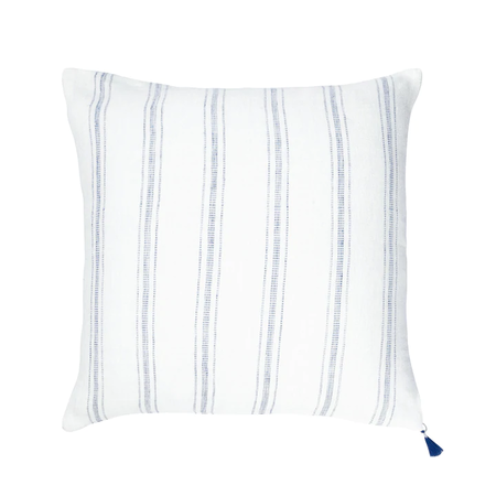 Chambray Blue & White Striped 26x26 So Soft Linen Pillow - Saltwater House