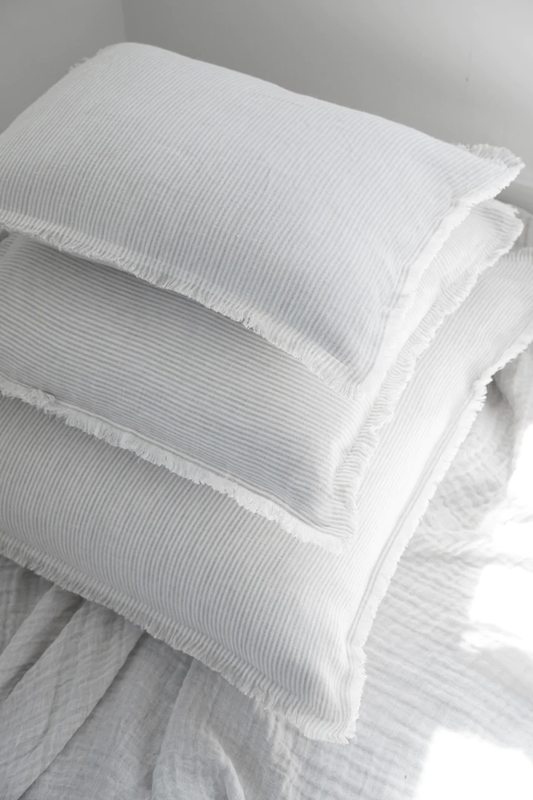 Anaya Home Light Grey & White Striped 26x26 So Soft Linen Pillow