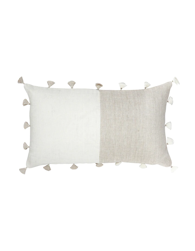 Anaya Home Natural Beige Tassels 12x20 So Soft Linen Pillow