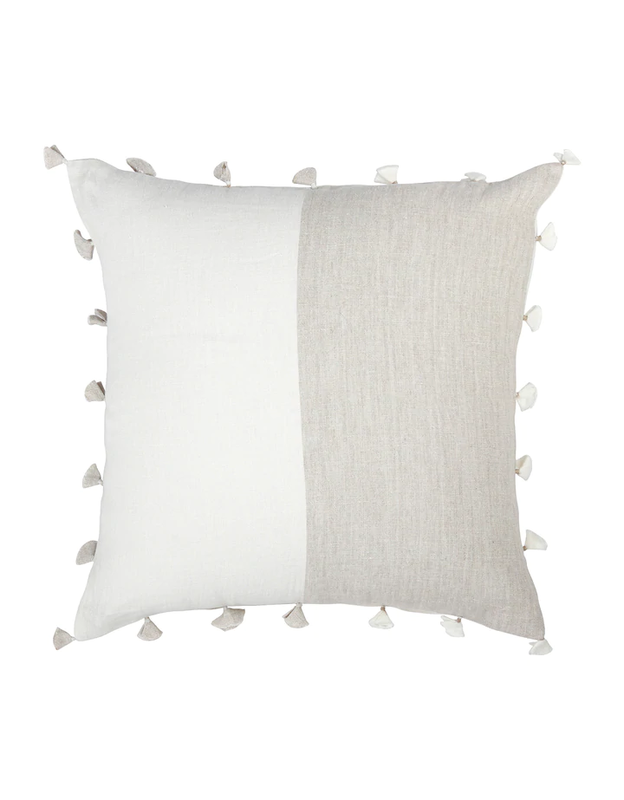 Anaya Home Natural Beige Tassels 20x20 So Soft Linen Pillow