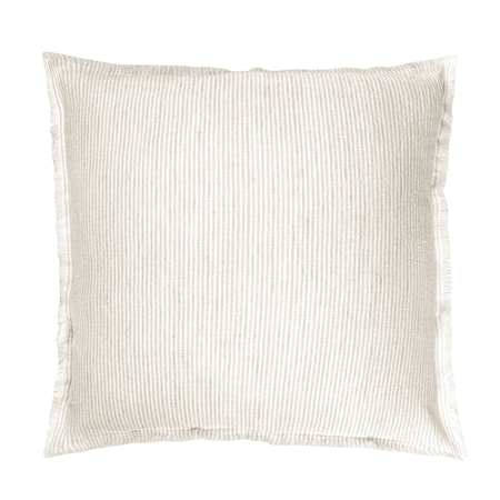 Anaya Home Beige Pinstripe Fringe Soft Linen Pillow 26x26 D