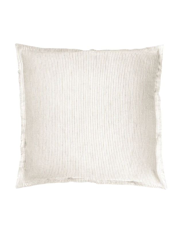 Anaya Home Natural Beige & White Striped 26x26 So Soft Linen Pillow