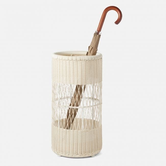 Pigeon & Poodle Winburg Umbrella Holder White Faux Rattan