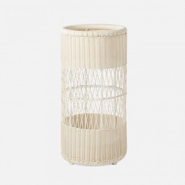 Pigeon & Poodle Winburg Umbrella Holder White Faux Rattan