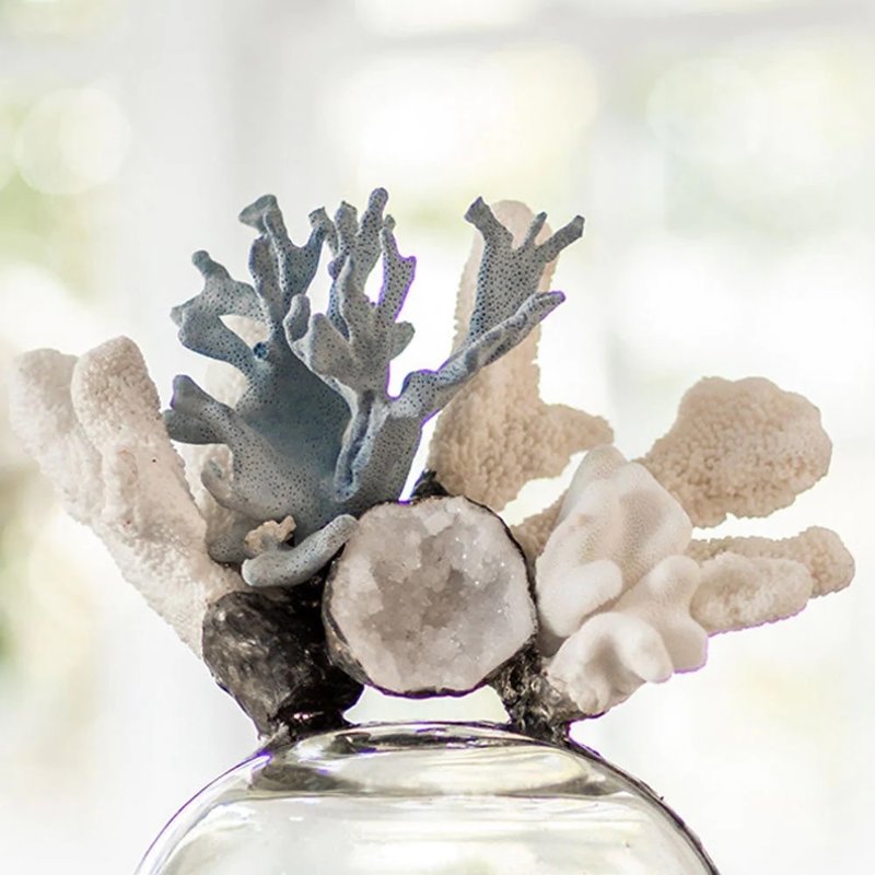 Jamie Dietrich Blue & White Coral Geode Float - Medium