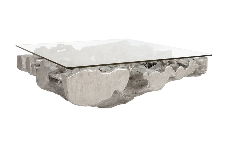 Phillip's Collection Square Root Silver Cast Coffee Table 48x48x17