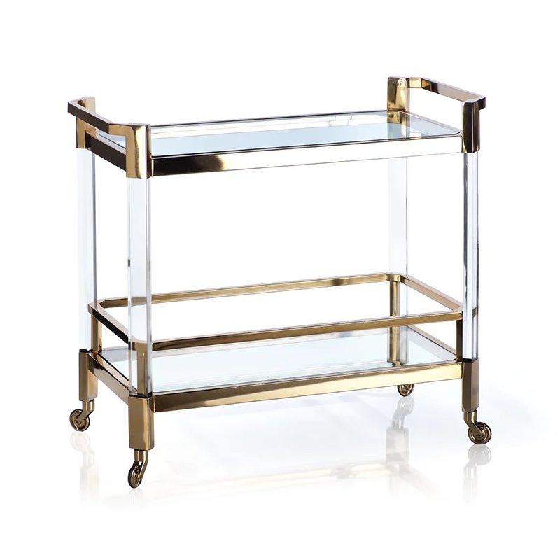 Zodax The Langham Bar Cart - Polished Gold - 35 in x 17 in x 32 in