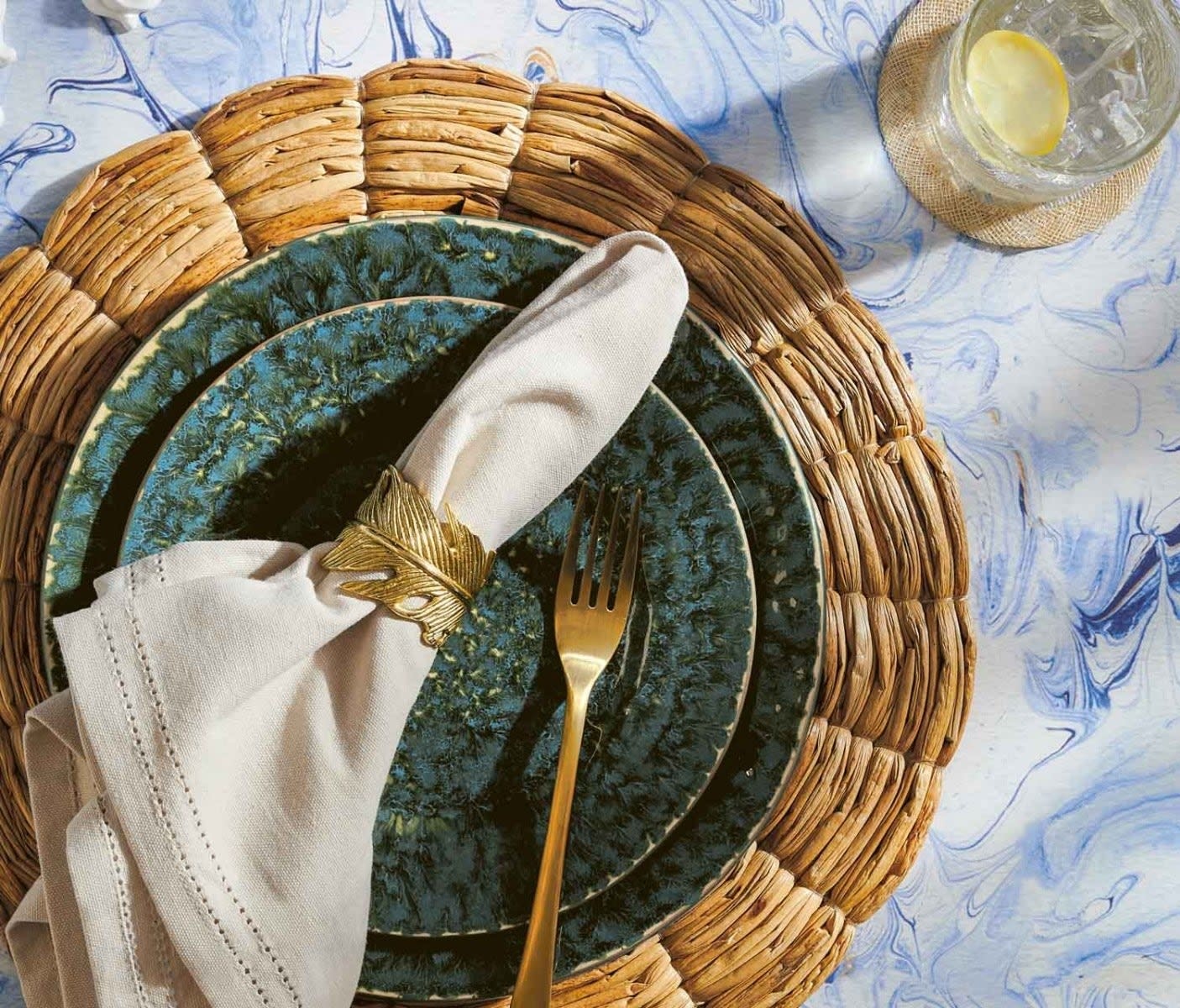 Blue Pheasant Neela Gold Napkin Rings Boxed Set of 4