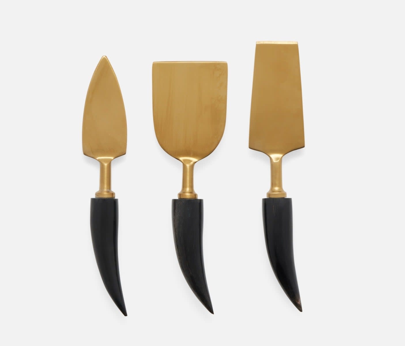 Blue Pheasant Mateo Matte Gold/Black 3-Piece Cheese Knife Set
