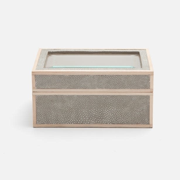 Pigeon & Poodle Elmbridge Watch Box Sand Realistic Faux Shagreen