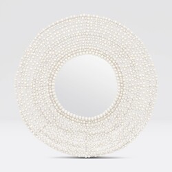 Made Goods Jena White Wood Bead Mirror 45"D