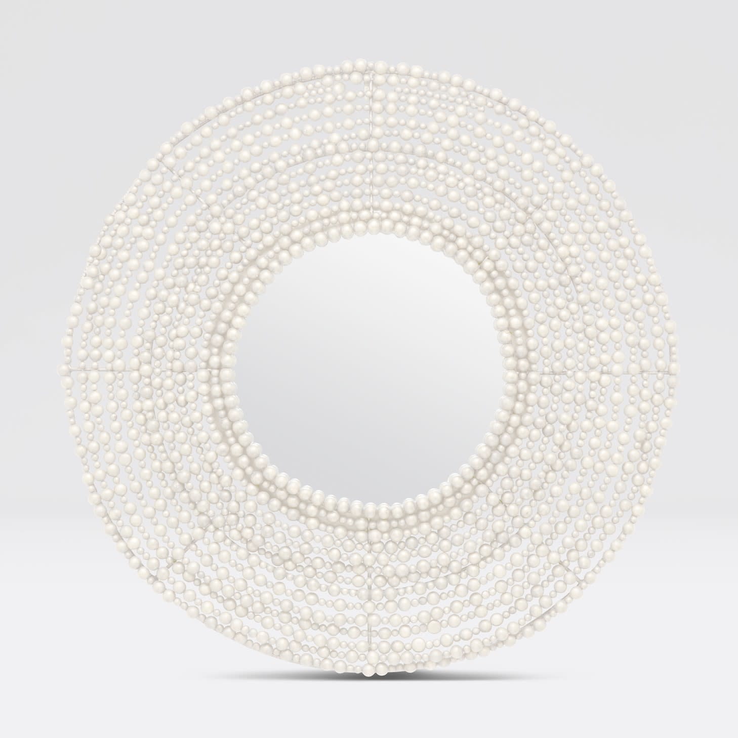 Made Goods Jena White Wood Bead Mirror 45"D