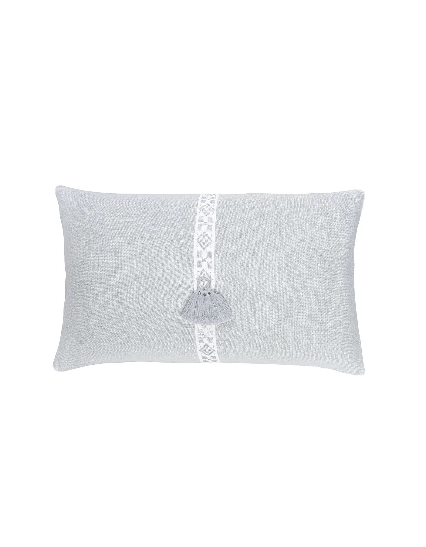 Anaya Home Light Grey Geo Trim 12x20 So Soft Linen Pillow
