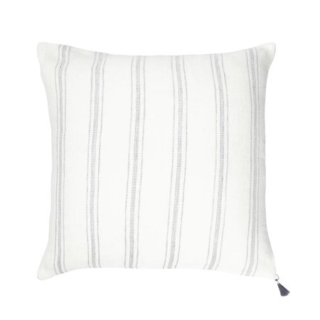 Anaya Home White with Grey Stripes 20x20 So Soft Linen Pillow