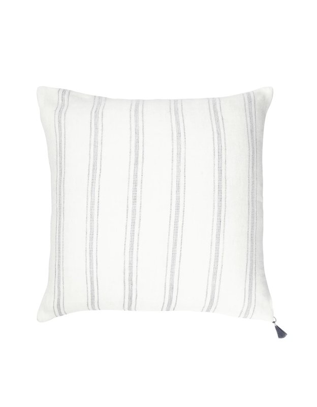 Anaya Home White with Grey Stripes 20x20 So Soft Linen Pillow