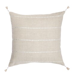 Anaya Home Natural Beige & White Embr Stripes 20x20 So Soft Linen Pillow