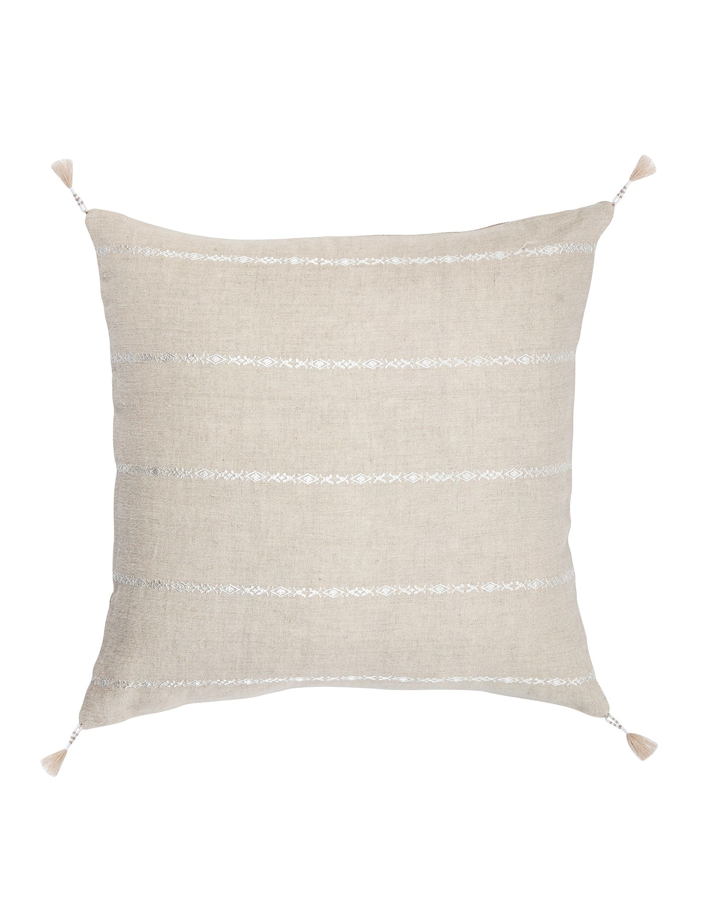 Anaya Home Natural Beige & White Embr Stripes 20x20 So Soft Linen Pillow