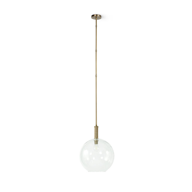 Palecek Bronson Glass Pendant Large Globe Brass