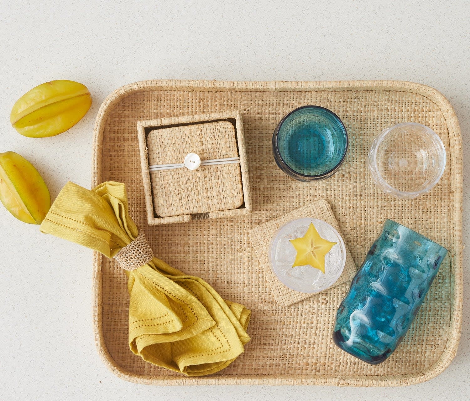 Blue Pheasant Barth Natural Raffia Tray