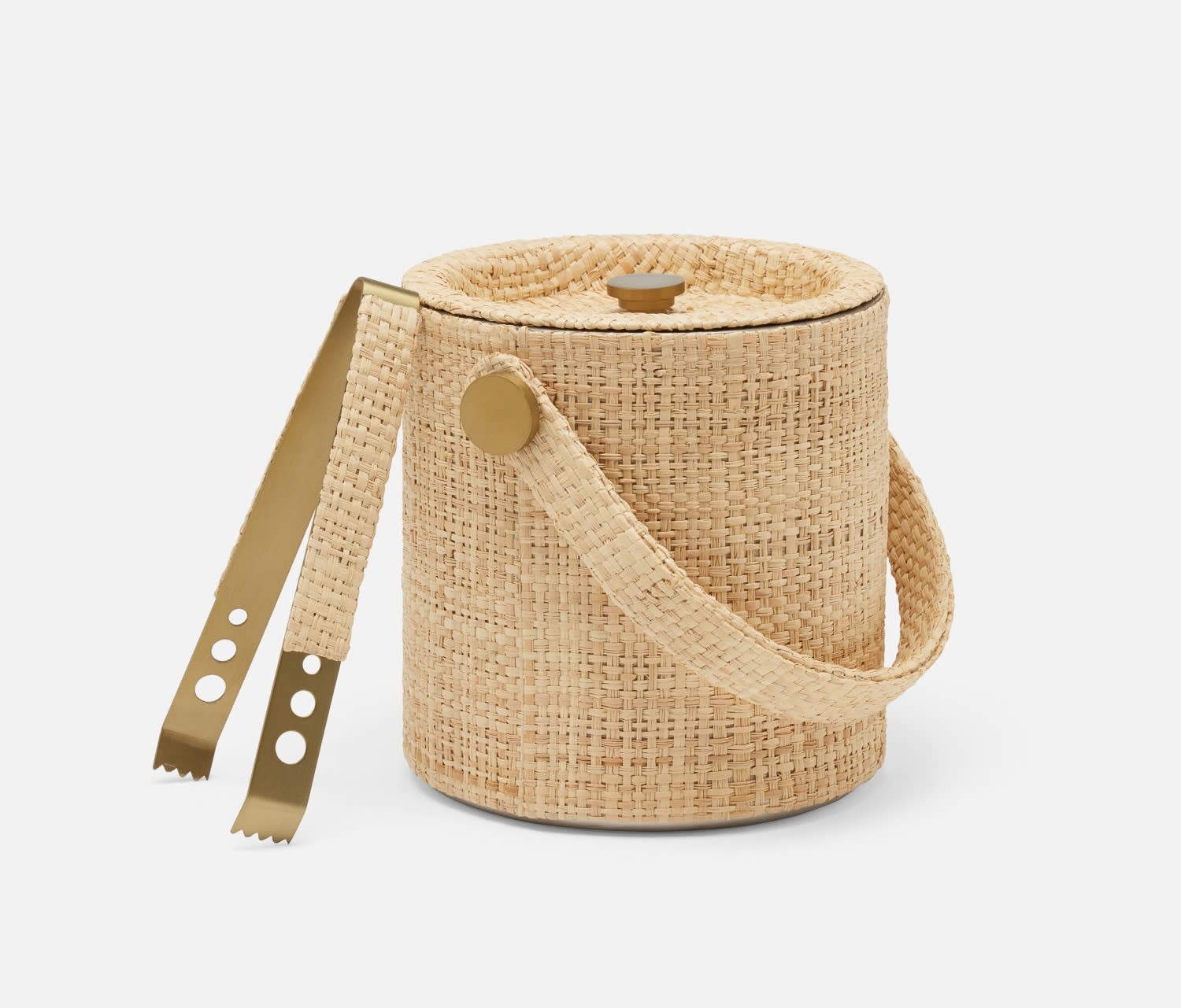 Blue Pheasant Barth Natural Raffia Ice Bucket & Tongs