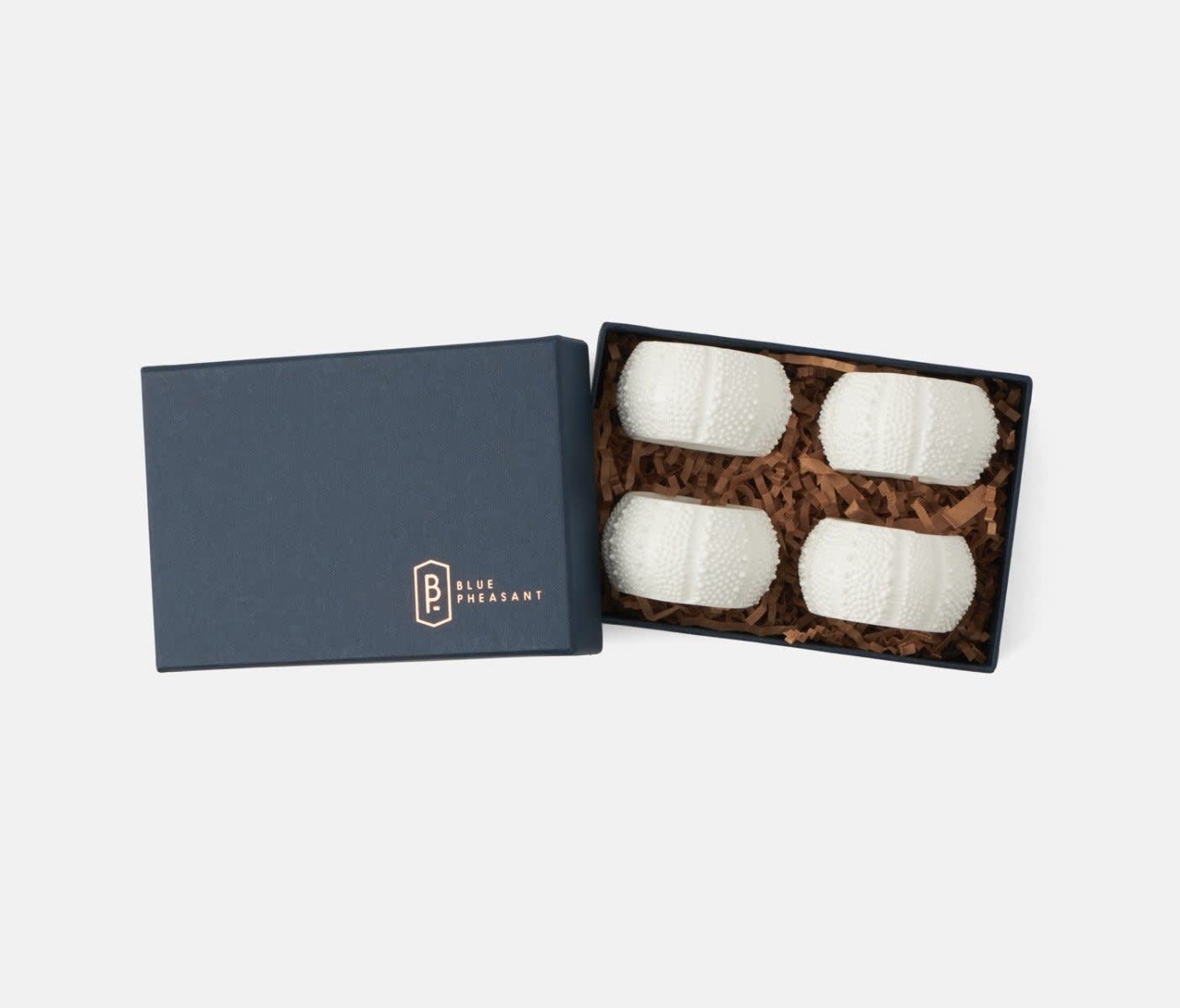 Blue Pheasant Marina White Sea Urchin Napkin Rings - Set of 4