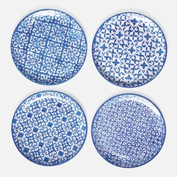 Blue Pheasant Ojai Blue Mixed Pattern Salad/Desert Plate - Set of 4