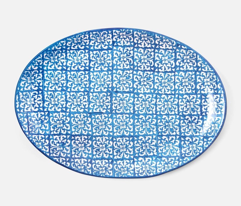 Blue Pheasant Ojai Large Blue Mosaic Serving Platter