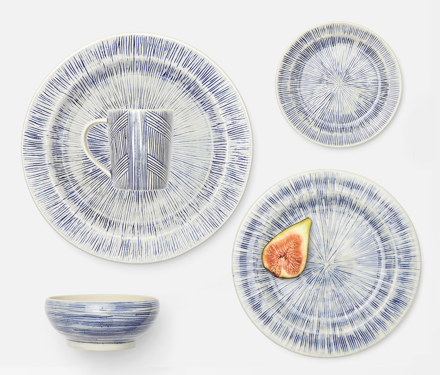 Blue Pheasant Nolan Navy/Cream Dinnerware - Set of 4