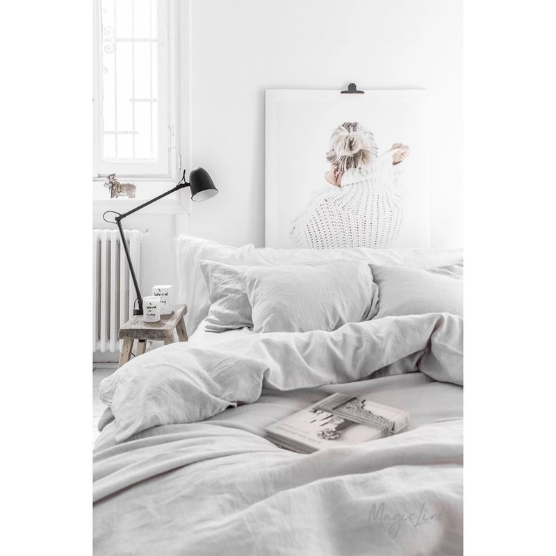 Magic Linen Light Grey Linen Duvet Cover Set