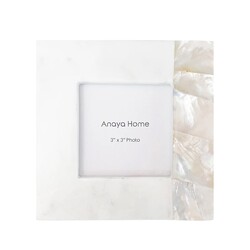Anaya Home White Mother of Pearl White Marble Picture Frame 3x3