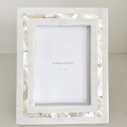 Anaya Home White Mother of Pearl White Marble Picture Frame 5x7