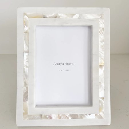 Anaya Home White Mother of Pearl White Marble Picture Frame 5x7