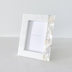 Anaya Home White Mother of Pearl White Marble Picture Frame 4x6