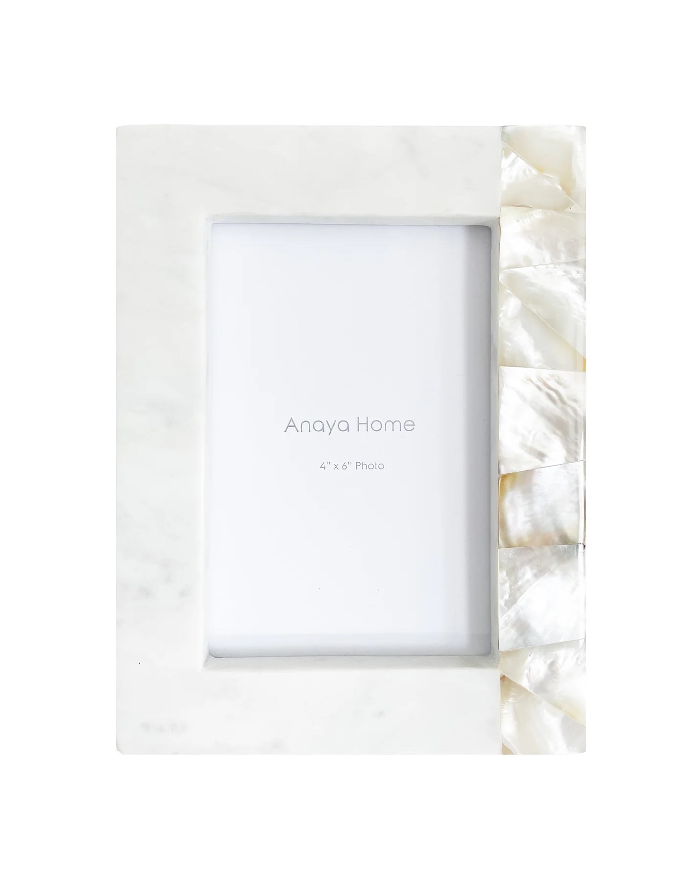 Anaya Home White Mother of Pearl White Marble Picture Frame 4x6