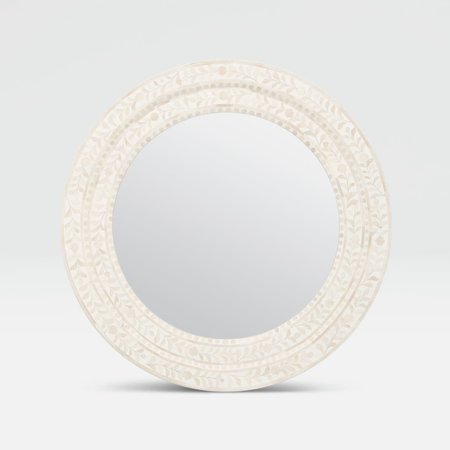 Made Goods Natural Bone/White Resin Mirror 32"D