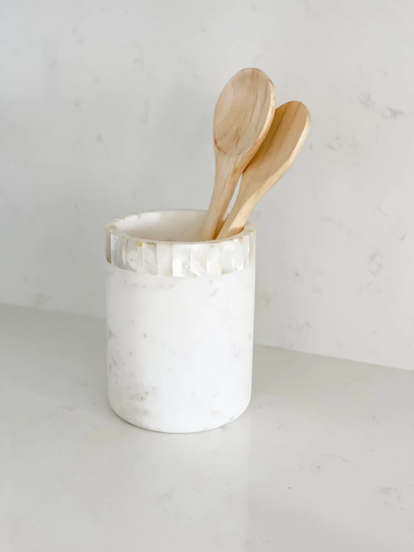 Anaya Home White Marble Utensil Holder