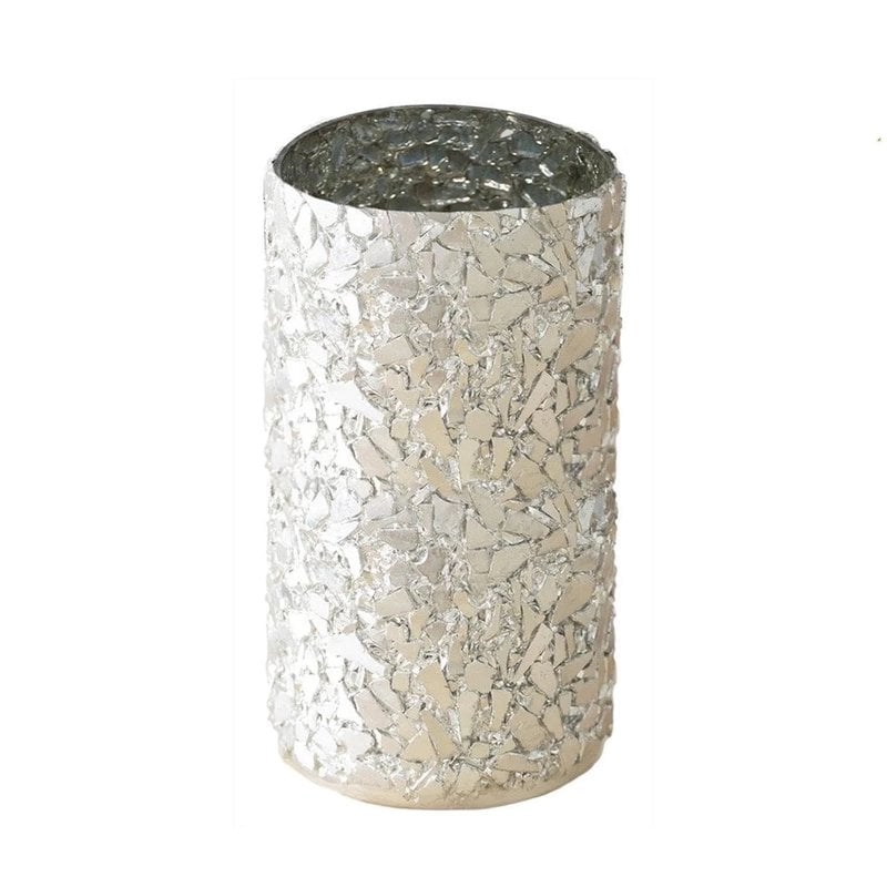 Anaya Home Silver Crushed Mosaic Vase