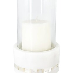 Anaya Home White Marble Hurricane Candle Holder