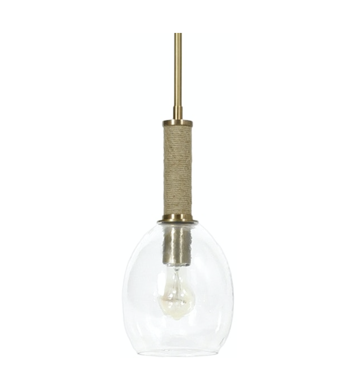 Palecek Bronson Glass Pendant Brass 7"D X 14.25"H