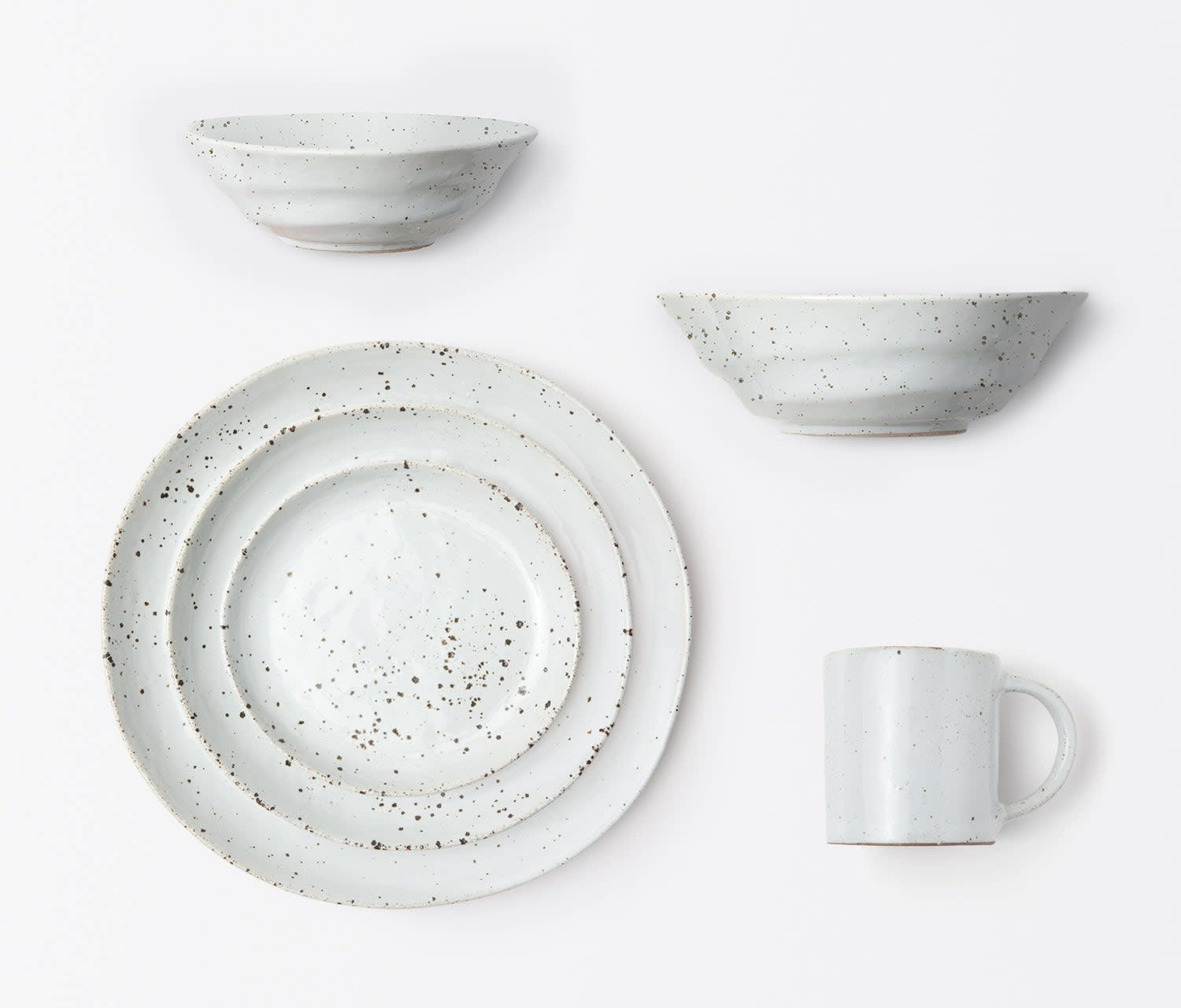 Blue Pheasant Marcus Dinnerware White Salt Glaze - Set of 4