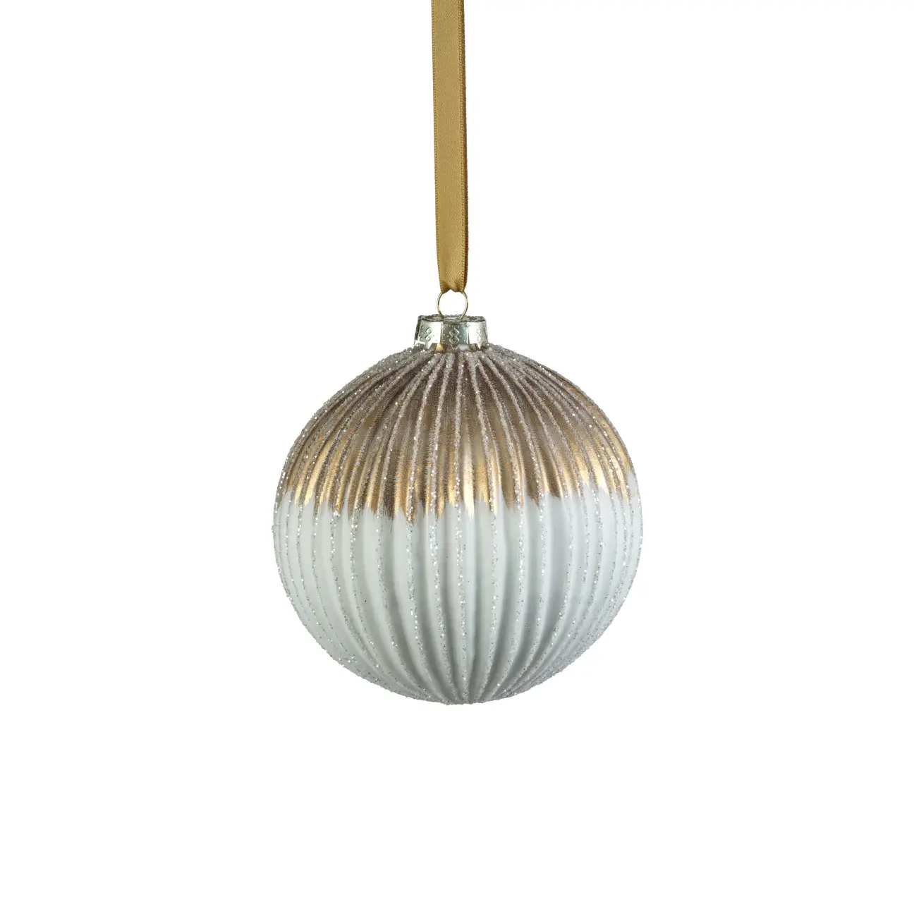 Zodax Ribbed Two-Toned Glass Ball Ornament