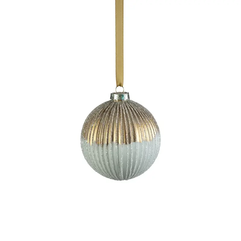 Zodax Ribbed Two-Toned Glass Ball Ornament