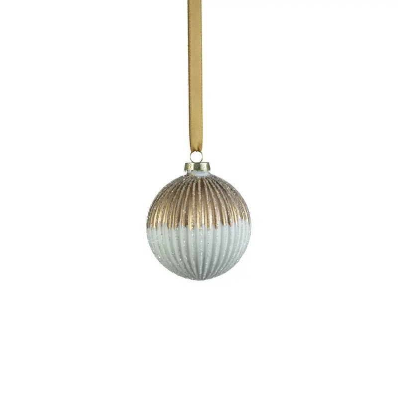 Zodax Ribbed Two-Toned Glass Ball Ornament
