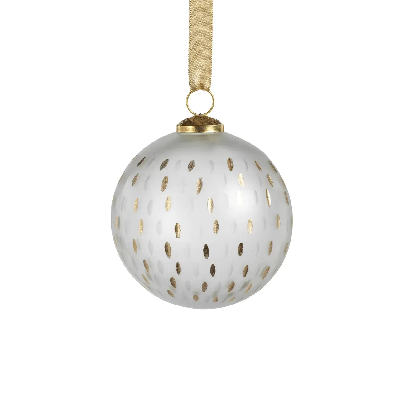 Zodax Frosted & Etched in Gold Glass Ornament