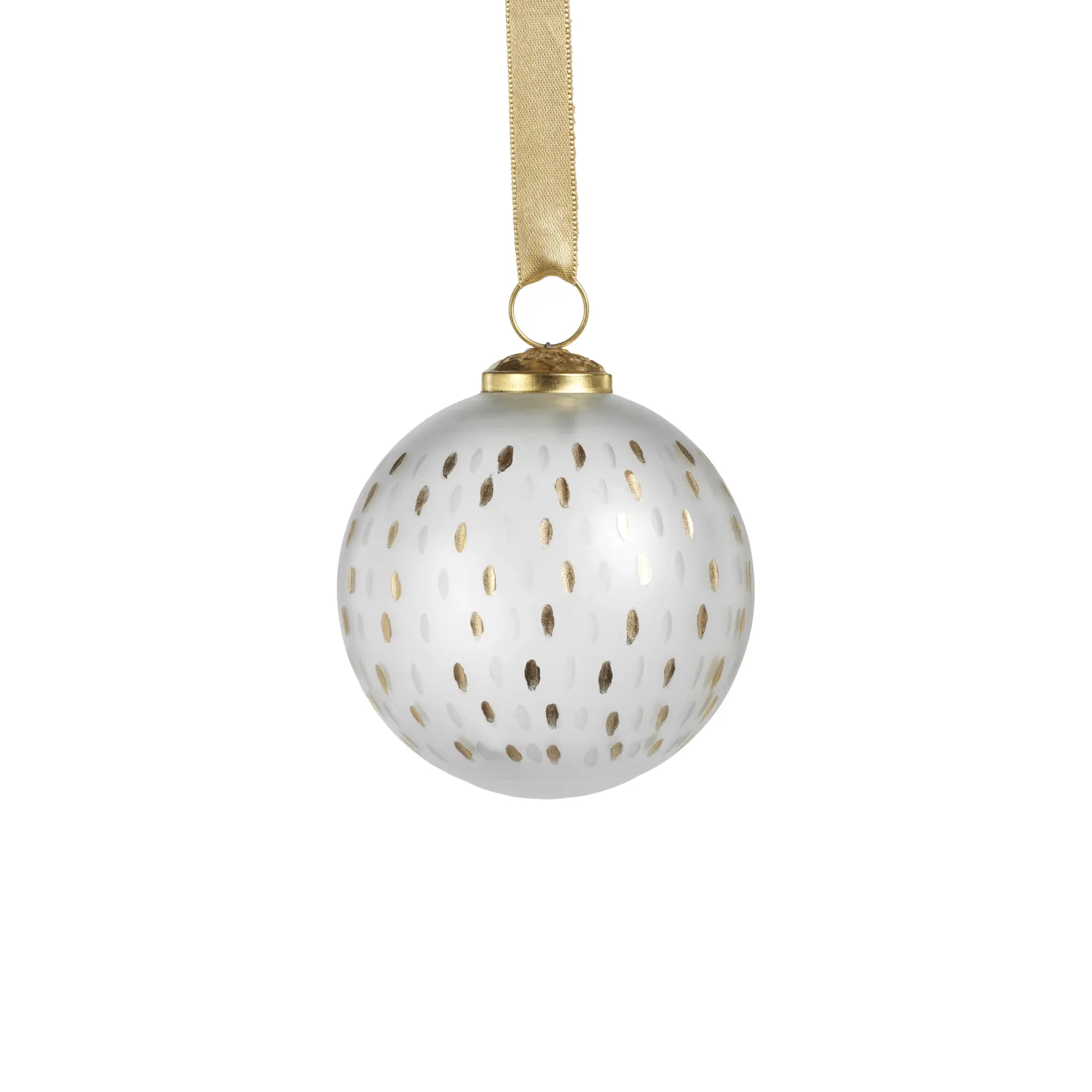 Zodax Frosted & Etched in Gold Glass Ornament