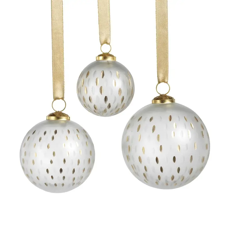 Zodax Frosted & Etched in Gold Glass Ornament
