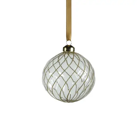Zodax Swirl Glitter Ball Ornament Clear & Gold