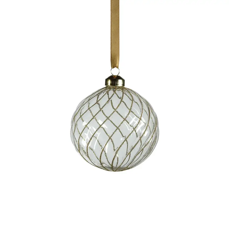 Zodax Swirl Glitter Ball Ornament Clear & Gold