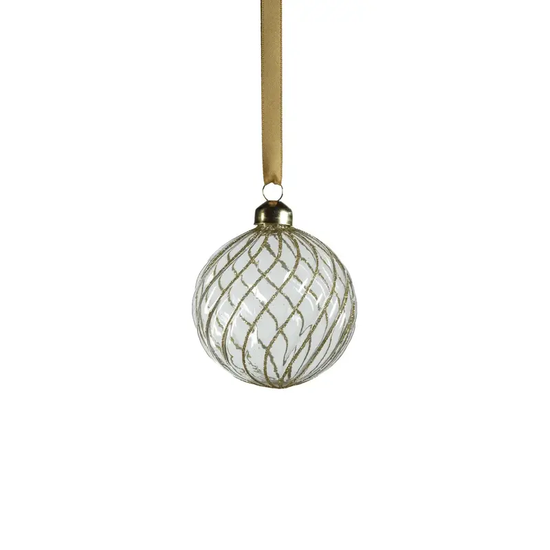 Zodax Swirl Glitter Ball Ornament Clear & Gold